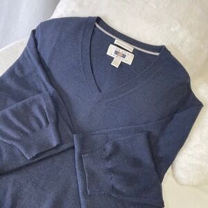 Joseph Abboud Extra Soft Merino‎ Wool V-Neck Sweater Soft Knit Pullover Navy XXL